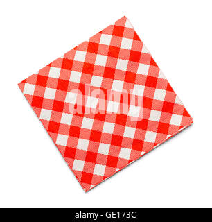 Red and White Checkered Napkin Isolated on White Background. Stock Photo