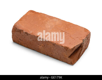 Aged Old Red Brick Isolated on White Background. Stock Photo