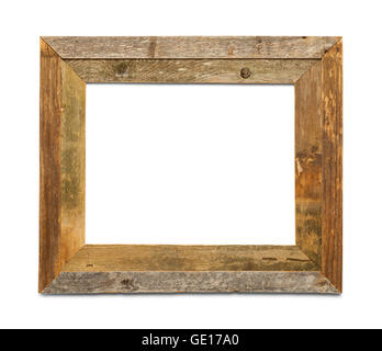 Old Wooden Picture Frame Isolated on White Background. Stock Photo