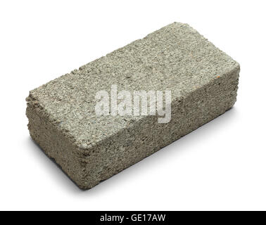 Single Gray Concrete Brick Isolated on White Background. Stock Photo