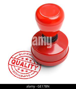 Red Superior Quality Stamper Isolated on White Background. Stock Photo