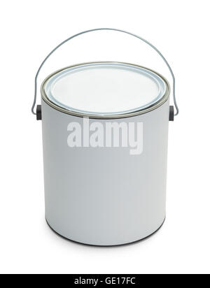 One Gallon Paint Bucket with Copy Space Isolated on White Background. Stock Photo