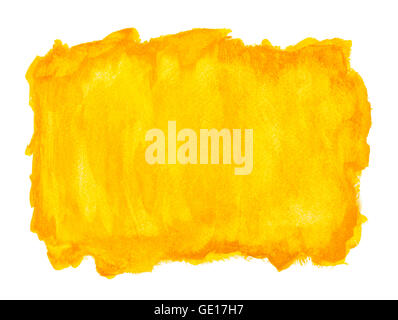 Yellow Watercolor Background with Copy Space Isolated on White. Stock Photo