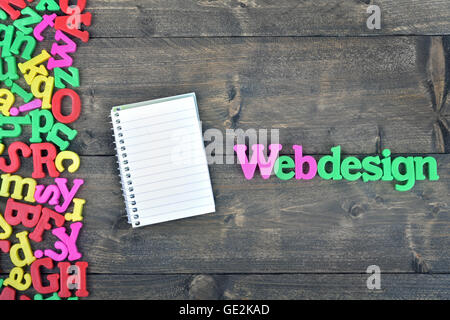 Webdesign word on wooden table Stock Photo