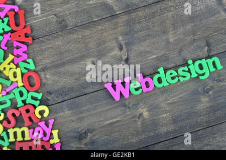 Webdesign word on wooden table Stock Photo