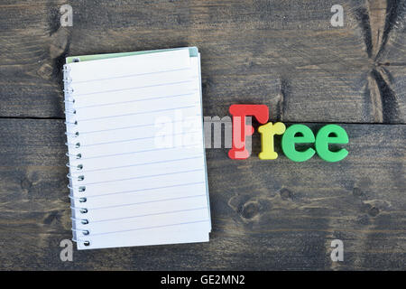 Free word on wooden table Stock Photo