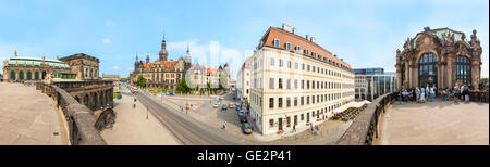 Panoramic view from Zwinger on the historic heart of Dresden. Stock Photo