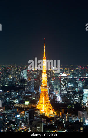 Top view of Tokyo cityscape at night time, Japan Stock Photo