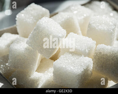 Close up shot of white refinery sugar. Stock Photo