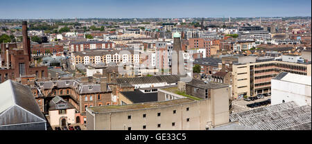 Ireland, Dublin, Ainsfort St, Guinness Storehouse, panoramic view of St James' Brewery, St Patrick’s Tower and City Centre Stock Photo