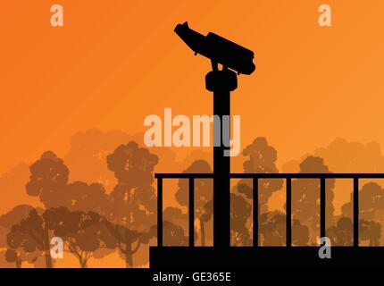 Tourist attraction coin operated binoculars tower viewer vector background Stock Vector