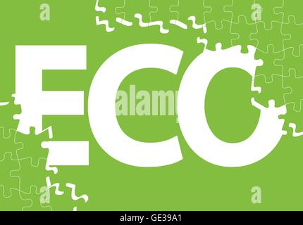 Green ecology jigsaw puzzle vector background for poster Stock Vector