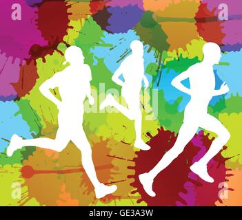 Runners abstract color splash vector background for poster Stock Vector