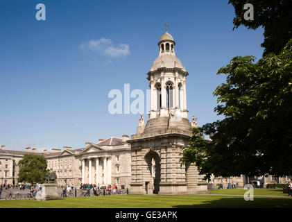 Ireland, Dublin, Trinity College, 1853 Campanile Bell tower and chapel from Library Square Stock Photo