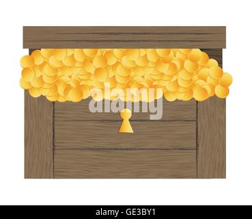 Vector illustration of treasure chest with gold coins vector background Stock Vector