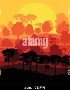 Mystical forest vector background landscape concept for poster Stock Vector