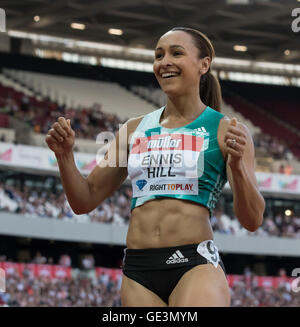 Queen Elizabeth Park, London, UK. 22nd July, 2016. London Anniversary Athletics. Jessica Ennis-Hill (GBR) reigning Olympic and World Heptathlon Champion after competing in the Women's 100m Hurdles, 2016 IAAF London Anniversary Games. Credit:  Action Plus Sports/Alamy Live News Stock Photo