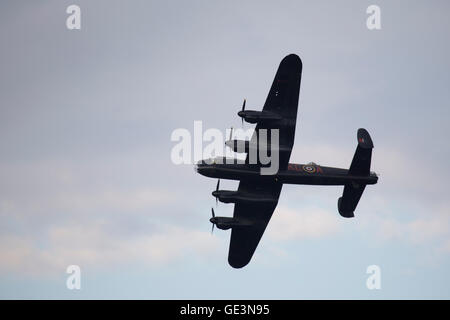 Sunderland, UK. 22nd July, 2016. A Lancaster bomber flies at the Sunderland International Airshow in Sunderland, England. The plane is part of the Battle of Britain Memorial Flight. The annual event attracts up to one million visitors a year and has taken place since 1988. Credit:  Stuart Forster/Alamy Live News Stock Photo