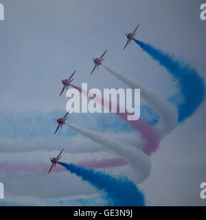 Sunderland, UK. 22nd July, 2016. The Red Arrows at Sunderland International Airshow in Sunderland, England. The annual event attracts up to one million visitors a year and has taken place since 1988. Credit:  Stuart Forster/Alamy Live News Stock Photo