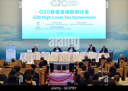 Chengdu, China's Sichuan Province. 23rd July, 2016. The G20 High-Level Tax Symposium is held in Chengdu, capital of southwest China's Sichuan Province, July 23, 2016. The Symposium marks the opening of a meeting of G20 finance ministers and central bank governors here. © Li Xin/Xinhua/Alamy Live News Stock Photo