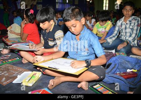 Art competition among kids Stock Photo