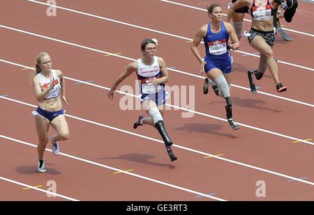 London, UK. 23rd July, 2016. Sophie Kamlish (GBR), womens 100m T44. Anniversary Games. London Diamond League. Olympic Stadium. Queen Elizabeth Olympic Park. Stratford. London. UK. 23/07/2016. Credit:  Sport In Pictures/Alamy Live News Stock Photo