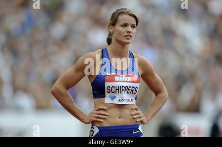 London, UK. 23rd July, 2016. Dafne Schippers (NED) wins the womens 200m. Anniversary Games. London Diamond League. Olympic Stadium. Queen Elizabeth Olympic Park. Stratford. London. UK. 23/07/2016. Credit:  Sport In Pictures/Alamy Live News Stock Photo