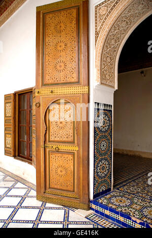 geography / travel, Morocco, Marrakech, palace de La Bahia, residence of the grand vezier Si Moussa and Ba Ahmed, inner courtyard, Additional-Rights-Clearance-Info-Not-Available Stock Photo