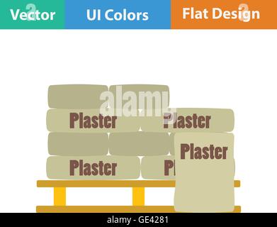 Palette with plaster bags icon. Flat color design. Vector illustration. Stock Vector