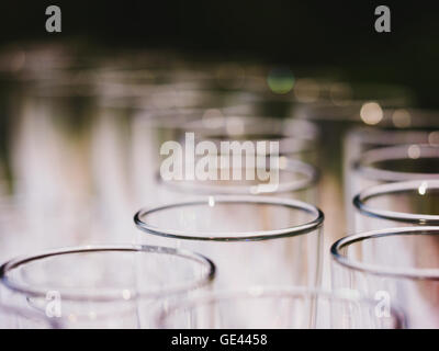 Empty glasses on a banquet table close up Stock Photo