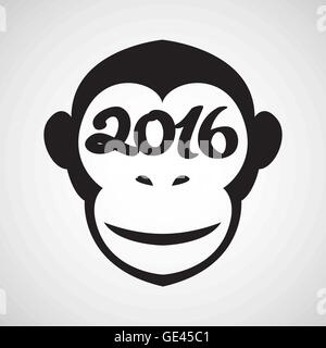 Cute monkey logo in a shape of a circle, New Year 2016, vector illustration logo design Stock Vector