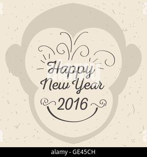 Cute monkey logo in a shape of a circle, New Year 2016, vector illustration logo design Stock Vector