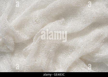 Natural White Cotton Crumpled Soft Fabric Texture Background Stock Photo