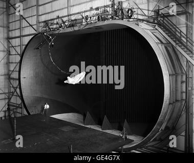 (August 7, 1963) HL-10 lifting body model in Full Scale Tunnel (FST). The HL-10 was one of several lifting body designs evaluated by NASA during the 1960s.   Image # : L-1963-06125 Stock Photo