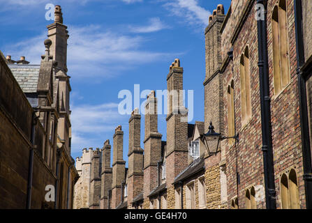 A row of old brick chimneys located on Trinity Street in Cambridge, UK. Stock Photo