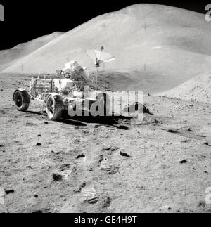 Apollo 15 Commander David Scott drives the lunar roving vehicle on the ...