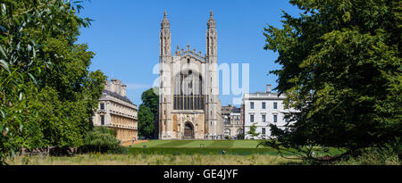 A panoramic view of the historic King’s College in Cambridge, UK.