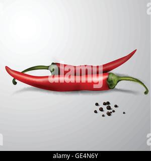 two red hot chili peppers isolated Stock Vector