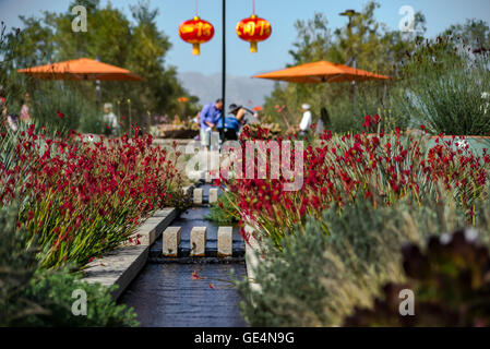 Contemporary water way at The Huntington Library, Art Collections and Botanical Gardens Stock Photo