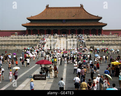 Summer crowds at Forbidden City in Beijing, China. Stock Photo