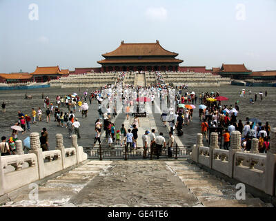 Summer crowds at Forbidden City in Beijing, China. Stock Photo