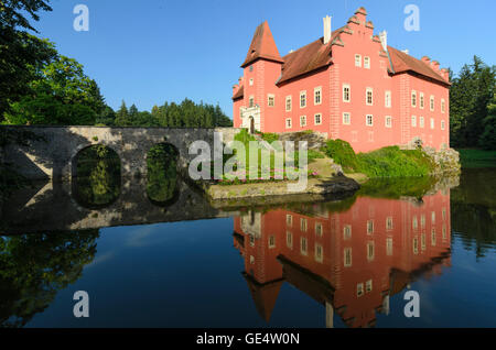Pluhuv Zdar (Pluhow) : Cervena Lhota (Rothlhotta) Castle, Czech Republic, Jihocesky, Südböhmen, South Bohemia, Stock Photo