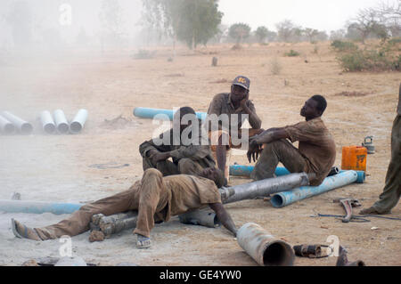 In Africa water is in-depth, it is necessary to make a drilling. Stock Photo