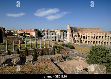 Italy, Rome, Roman Forum, temple of Venus and Colosseum Stock Photo