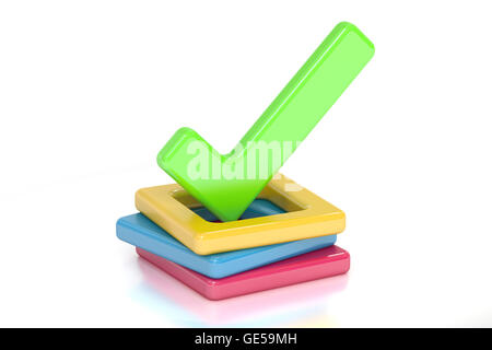 The 3d rendering of a green check mark icon isolated on white ...