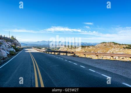 Highway passing through the Beartooth Mountains in Montana Stock Photo