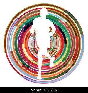 Runner man silhouette over abstract background vector concept illustration Stock Vector