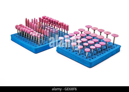 Grinding and polishing steel bits set photo on white background Stock Photo