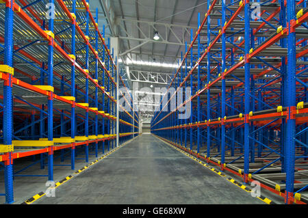 Warehouse  shelving  storage, metal, pallet racking system in warehouse Stock Photo