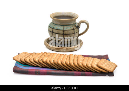 Big cup and cookies on white background Stock Photo